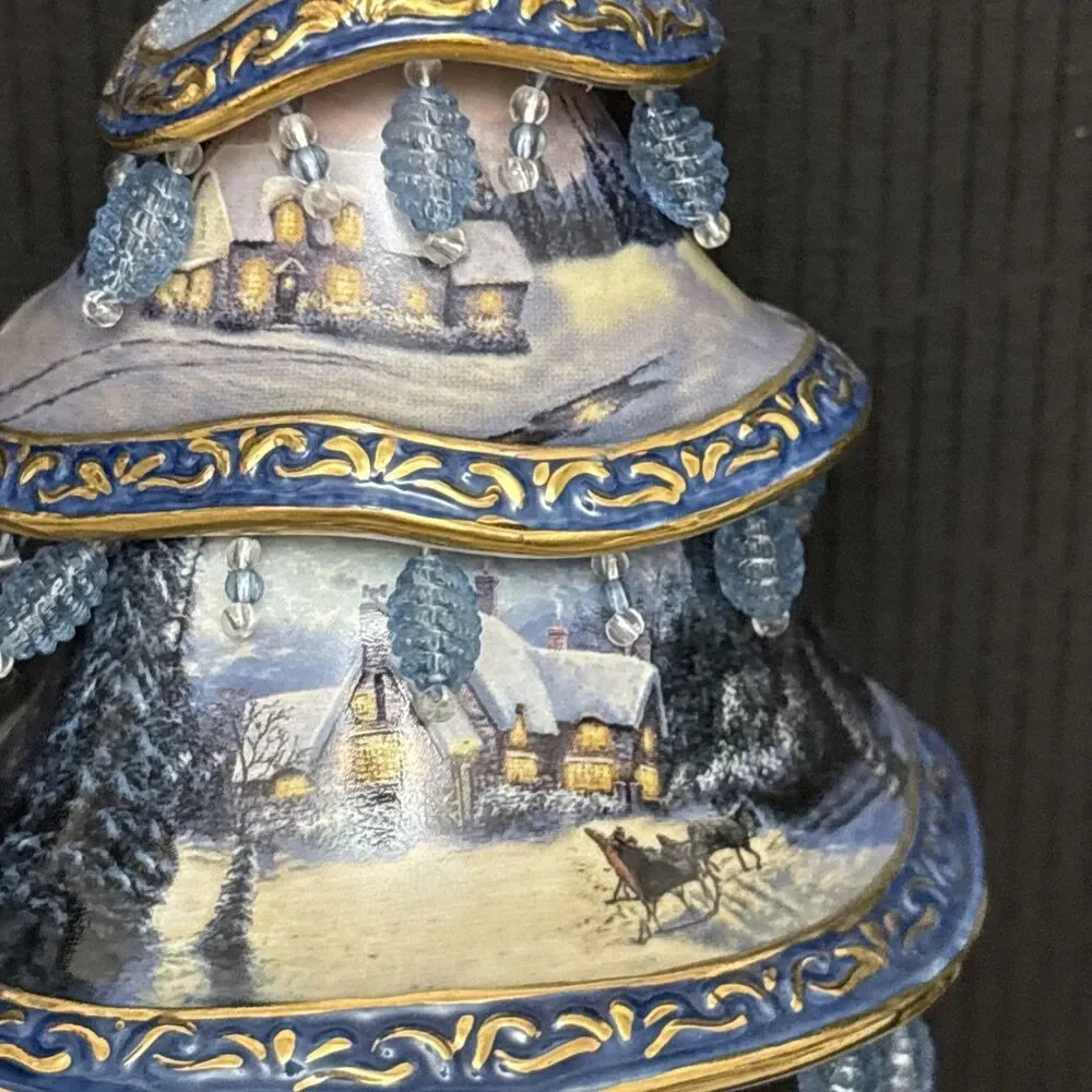 Thomas Kinkade Classic Ornaments, 2 Decorated Christmas Tree, White & Nativity